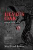 book cover of dark colors, scary tree with bright red apple covered in ice with werewolf and crow lurking